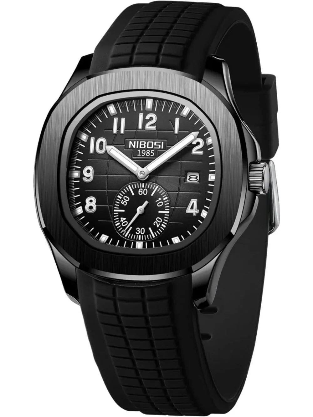 Men's Black Analog Quartz Silicone Strap Waterproof Unique Dainty Wrist Watch